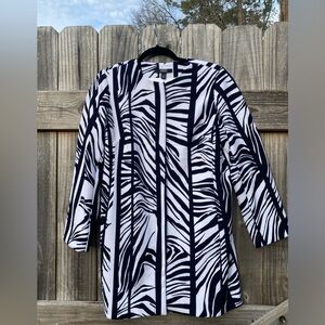 Dennis by Dennis Basso Zebra Print Long Sleeve Jacket Sz 8